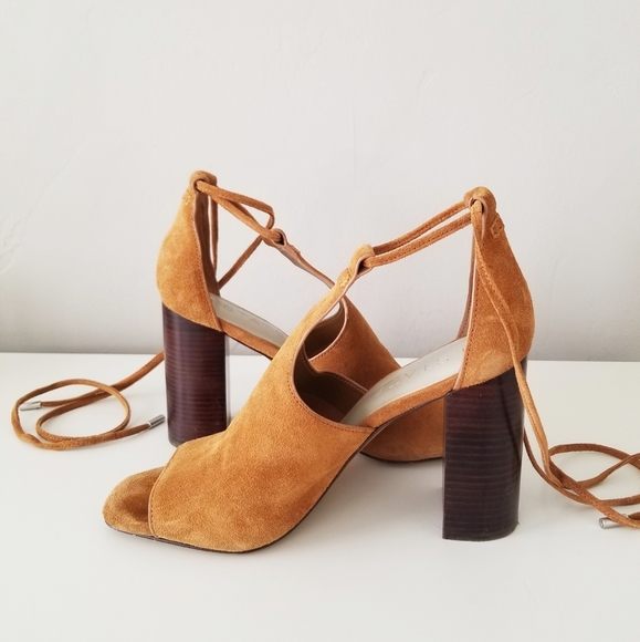 1. State Shoes - ❤HP❤ 1. State Brown Suede Tie-Up Heels Sz 8.5